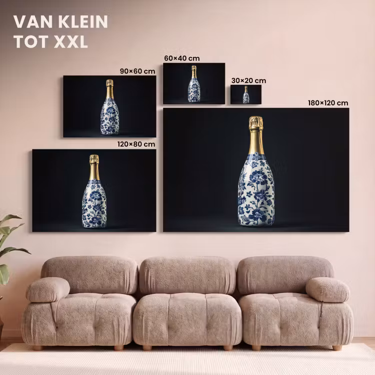 Canvas schilderij - Champagne - Bloemen - Goud - Chique — 8