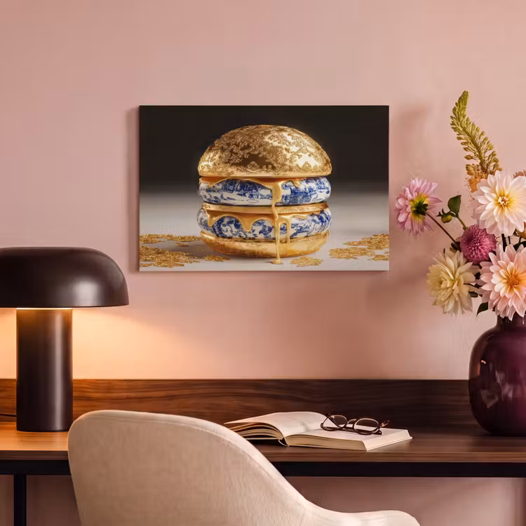Canvas schilderij - Delftsblauw - Goud - Burger — 6