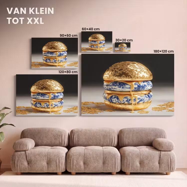 Canvas schilderij - Delftsblauw - Goud - Burger — 8