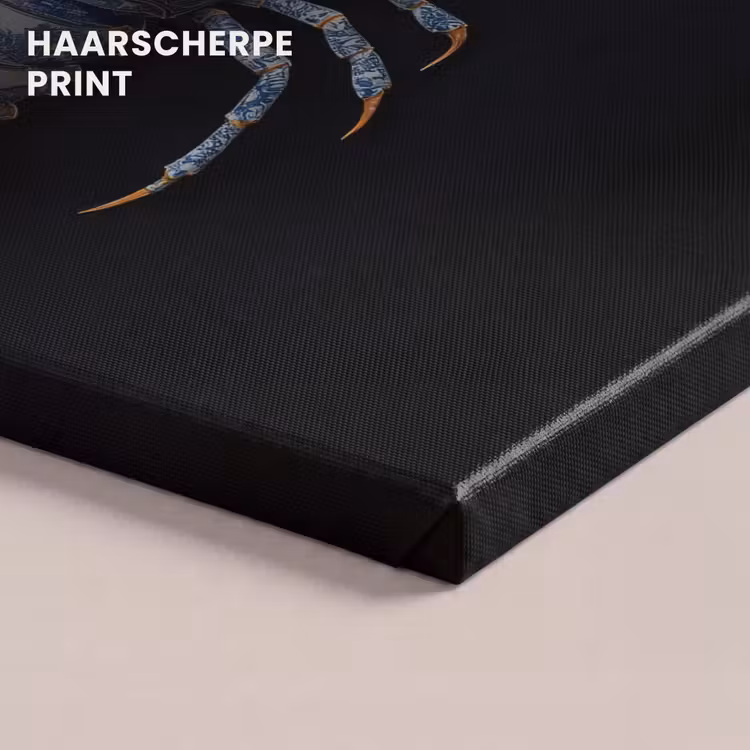 Canvas schilderij - Kreeft - Delftsblauw - Schild - Stoer — 5