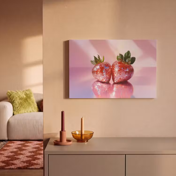 Canvas schilderij - Disco - Fruit - Glitter - Strawberry — 2