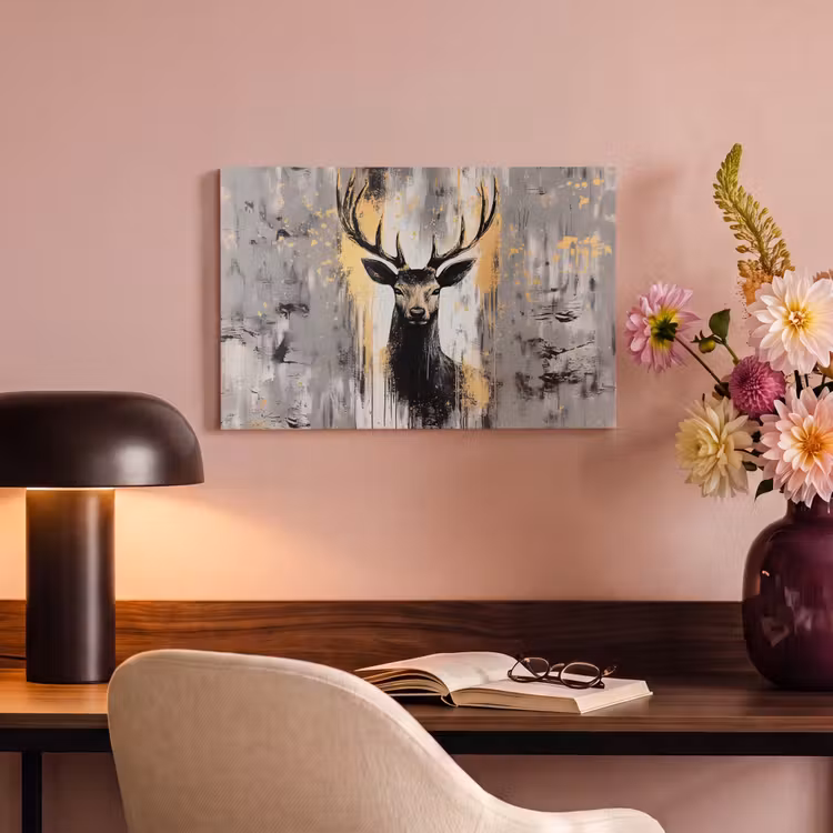 Canvas schilderij - Abstract - Hert - Gewei - Goud — 6