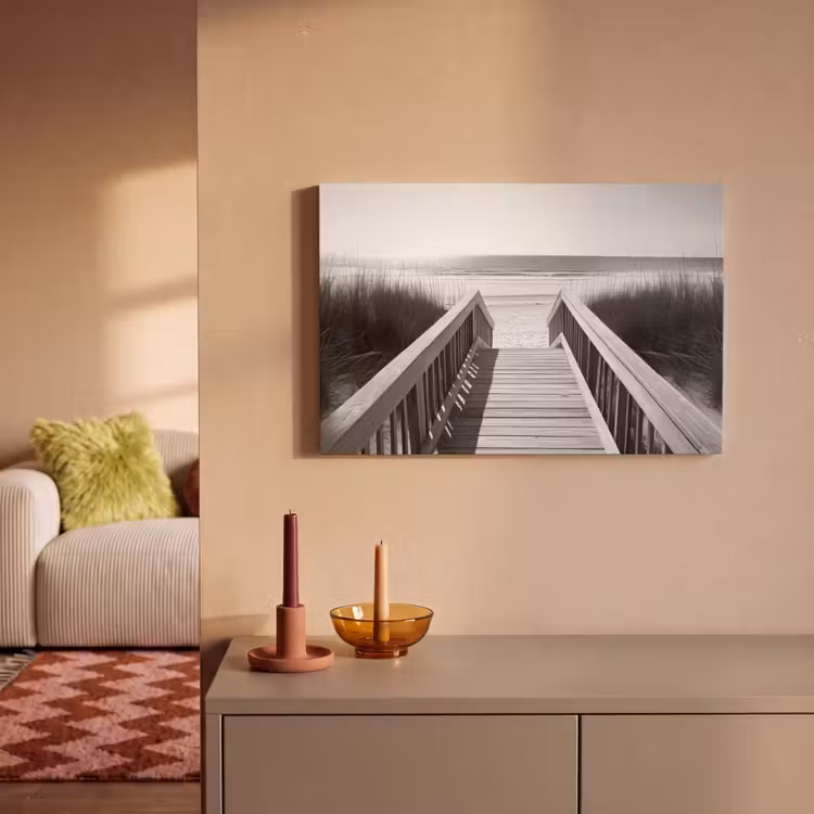 Canvas schilderij - Loopbrug - Hout - Strand - Zee — 2