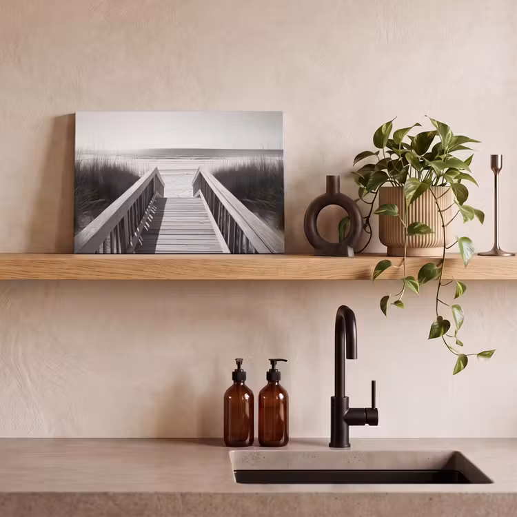 Canvas schilderij - Loopbrug - Hout - Strand - Zee — 4