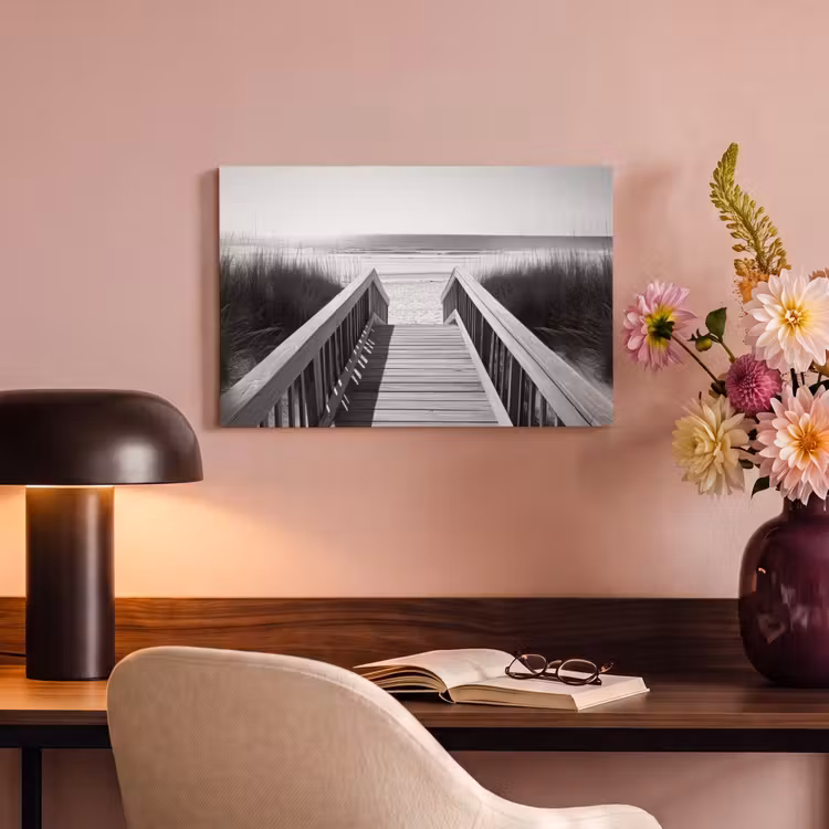 Canvas schilderij - Loopbrug - Hout - Strand - Zee — 6