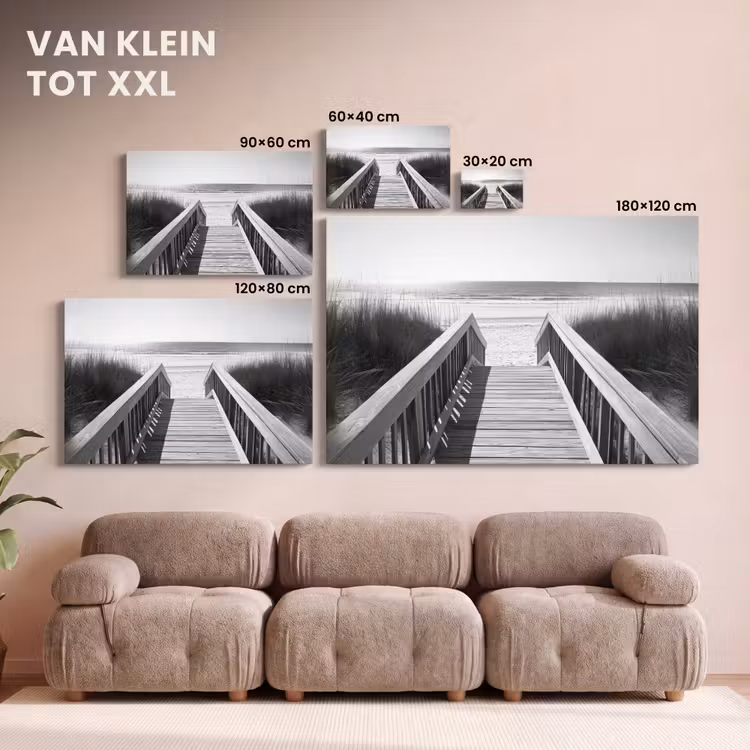Canvas schilderij - Loopbrug - Hout - Strand - Zee — 8