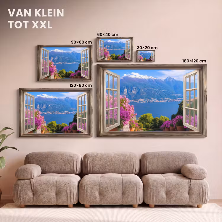 Canvas schilderij - Doorkijk - Berg - Landschap - Uitzicht - Meer — 8