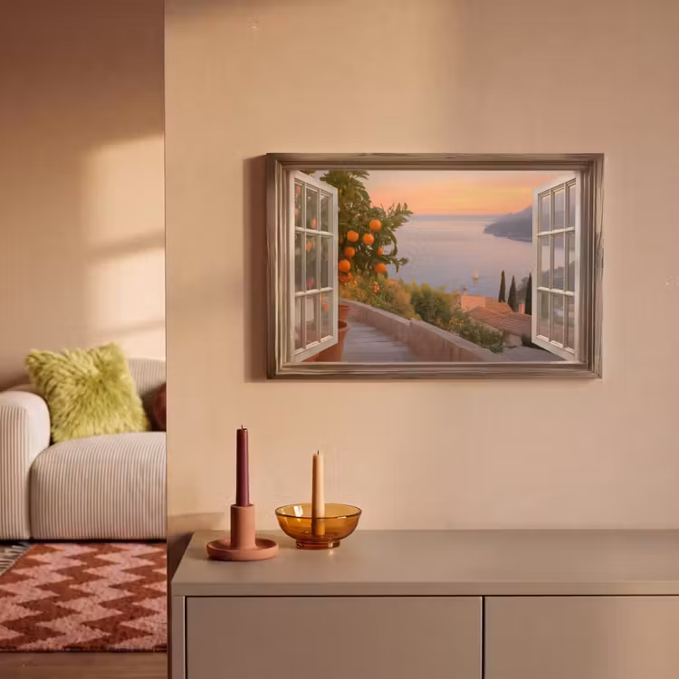 Canvas schilderij - Doorkijk - Uitzicht - Meer - Landschap — 2