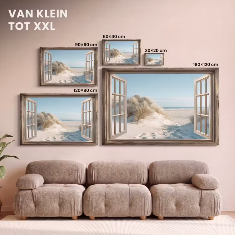 Canvas schilderij - Doorkijk - Helmgras - Duinen - Zee - Landschap — 8