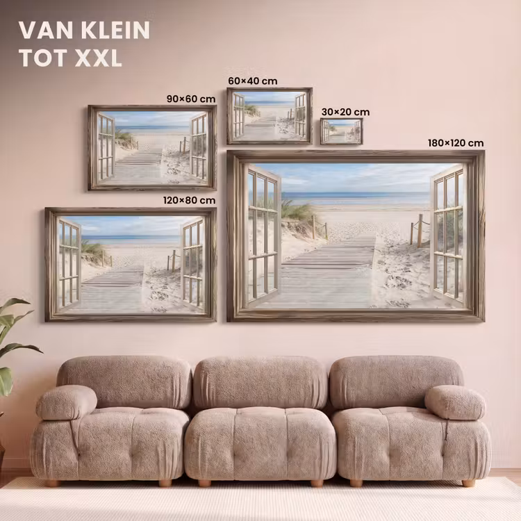 Canvas schilderij - Doorkijk - Strand - Duinen - Pad - Landschap — 8