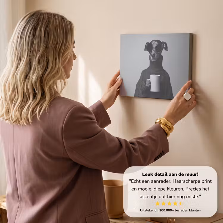 Canvas schilderij - Coltrui - Hond - Bril - Mok — 3