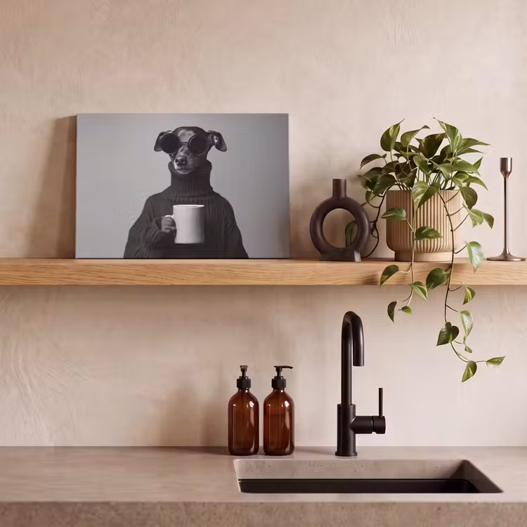 Canvas schilderij - Coltrui - Hond - Bril - Mok — 4