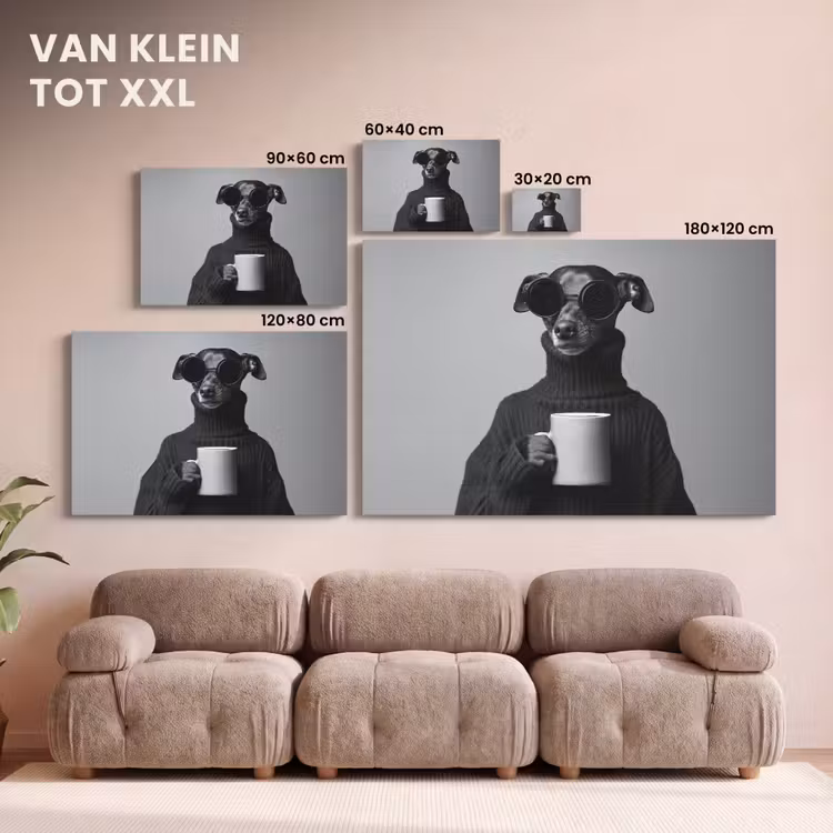 Canvas schilderij - Coltrui - Hond - Bril - Mok — 8