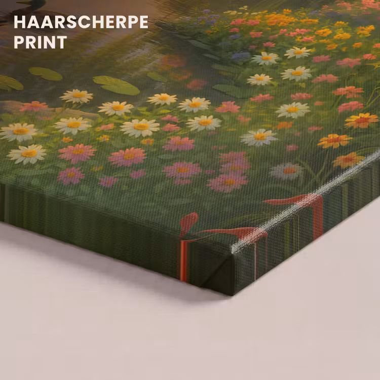 Canvas schilderij - Eenden - Vijver - Bloemen — 5