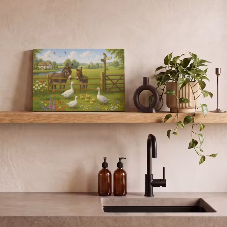 Canvas schilderij - Ezels - Ganzen - Kleurrijk — 4