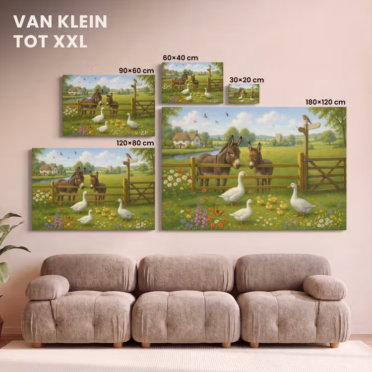 Canvas schilderij - Ezels - Ganzen - Kleurrijk — 8