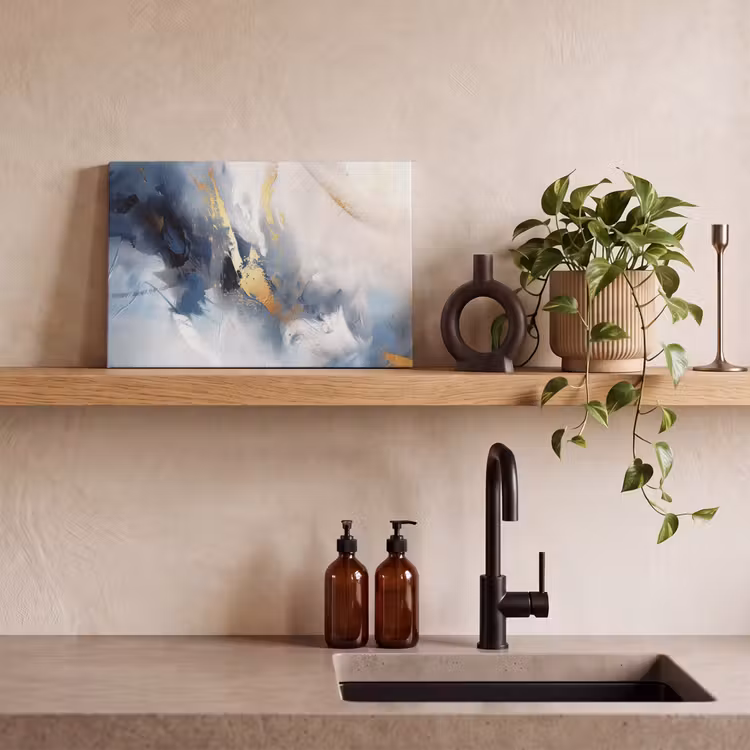 Canvas schilderij - Blauw - Modern - Marmer - Abstract - Goud — 4