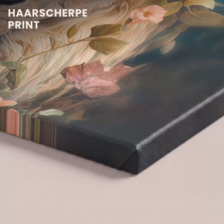 Canvas schilderij - Leeuw - Leeuwenkop - Wilde dieren - Bloemen — 5