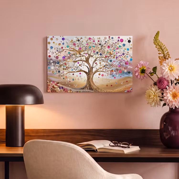 Canvas schilderij - Levensboom - Goud - Kleurrijk - Abstract - Aesthetic — 6