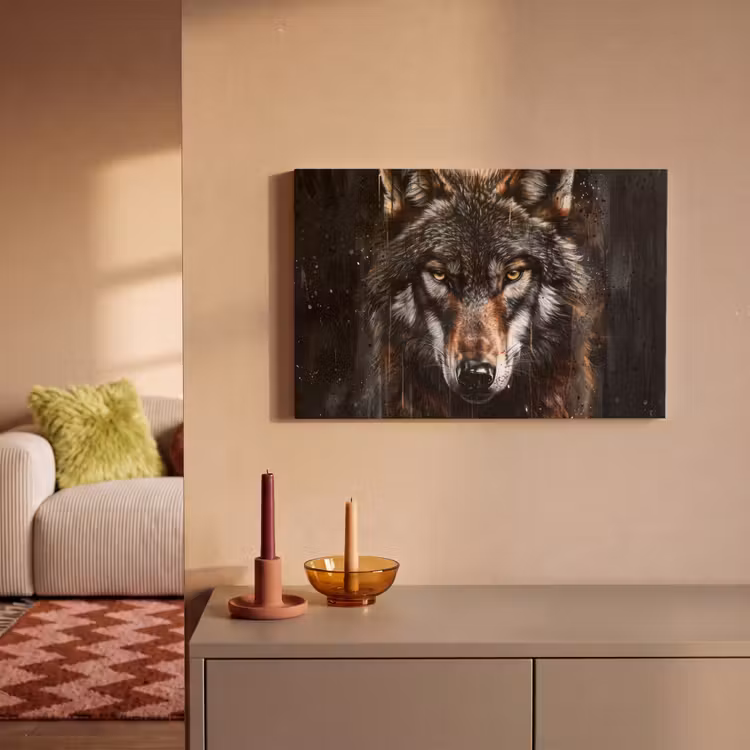 Canvas schilderij - Dieren - Wolf - Portret - Zwart - Bruin — 2