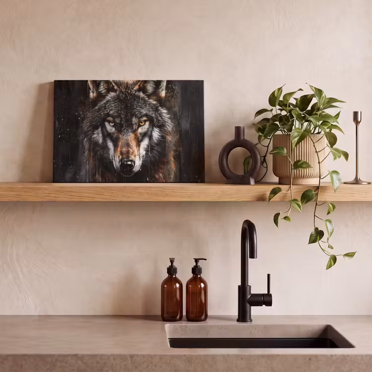 Canvas schilderij - Dieren - Wolf - Portret - Zwart - Bruin — 4