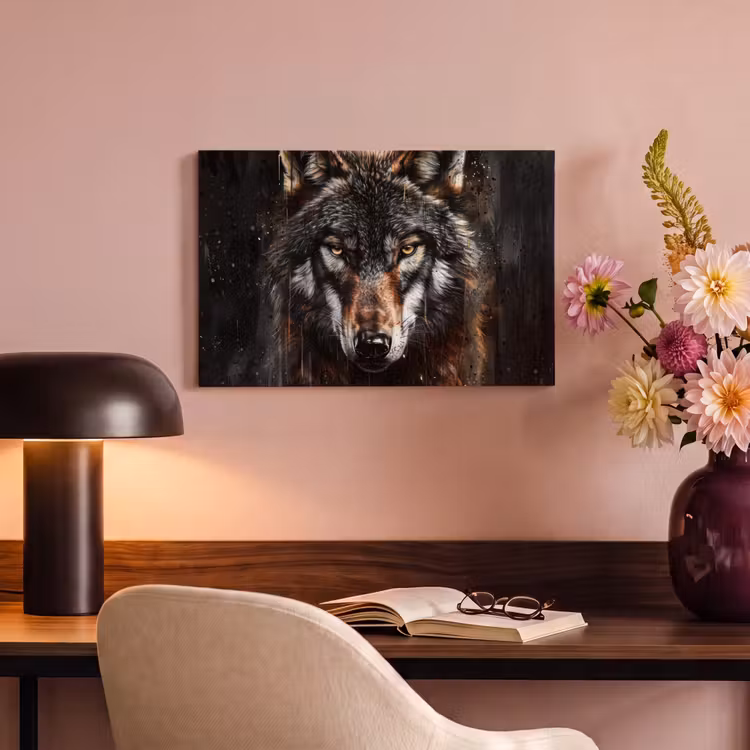 Canvas schilderij - Dieren - Wolf - Portret - Zwart - Bruin — 6