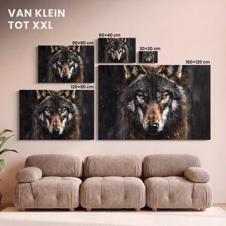 Canvas schilderij - Dieren - Wolf - Portret - Zwart - Bruin — 8