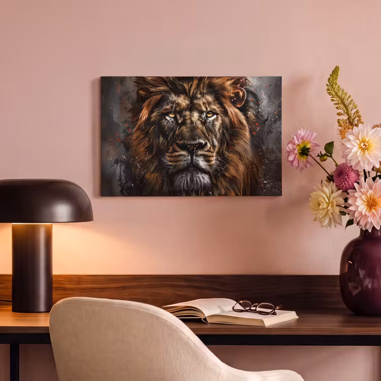 Canvas schilderij - Leeuw - Dieren - Portret - Zwart - Luxe — 6