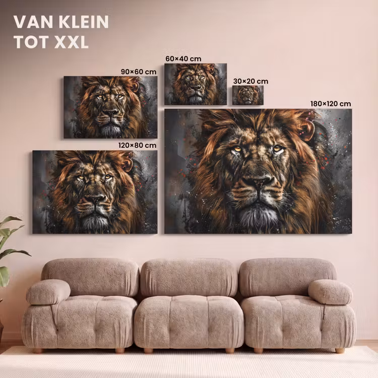Canvas schilderij - Leeuw - Dieren - Portret - Zwart - Luxe — 8