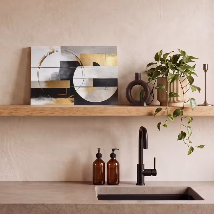 Canvas schilderij - Abstract - Goud - Zilver - Vormen - Aesthetic — 4