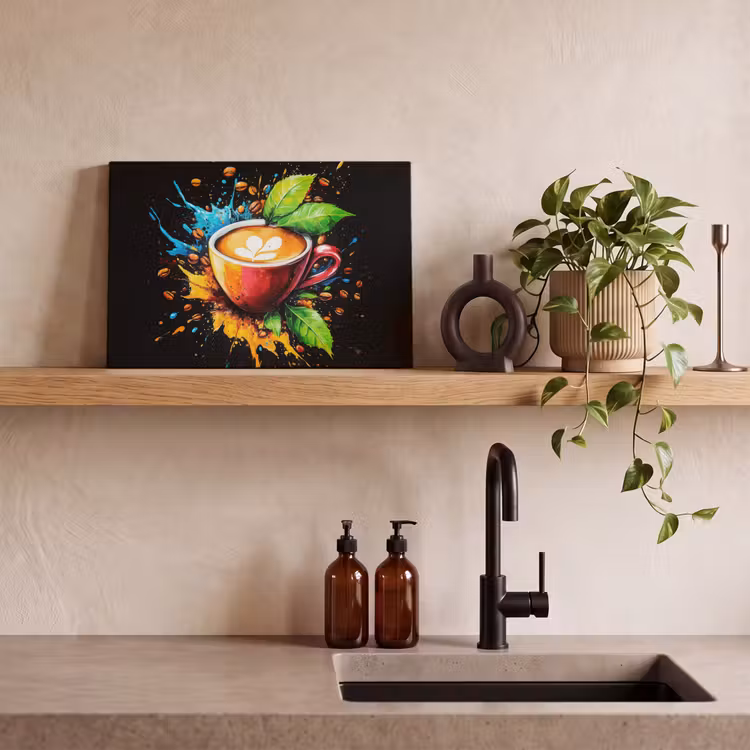 Canvas schilderij - Koffie - Graffiti - Drinken - Abstract — 4