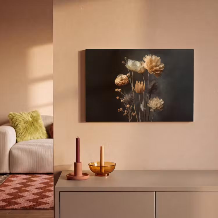 Canvas schilderij - Boeket - Bloemen - Licht - Zwart — 2