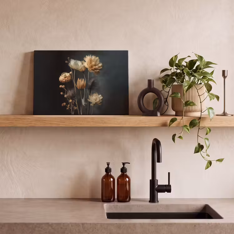 Canvas schilderij - Boeket - Bloemen - Licht - Zwart — 4