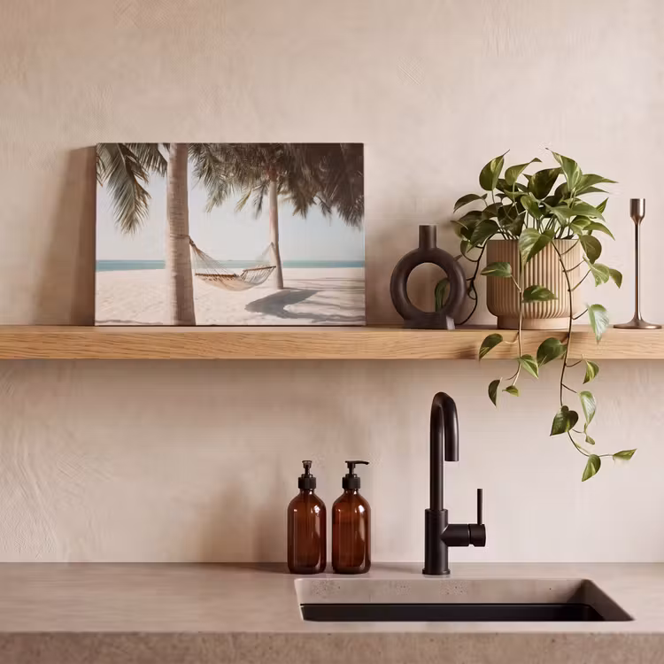 Canvas schilderij - Hangmat - Palmbomen - Strand - Zee — 4