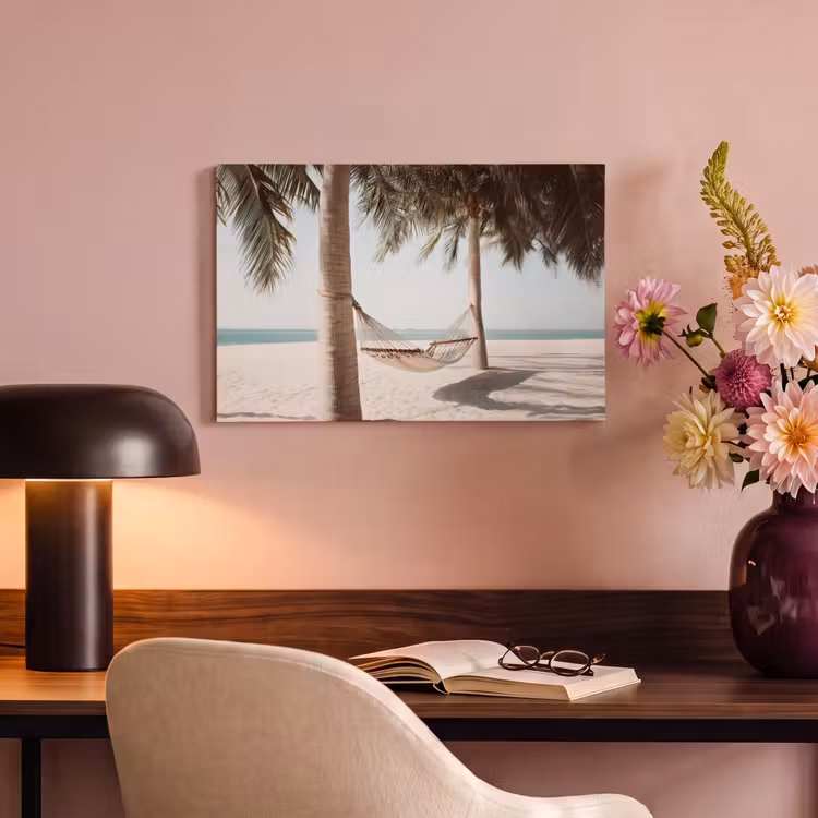 Canvas schilderij - Hangmat - Palmbomen - Strand - Zee — 6