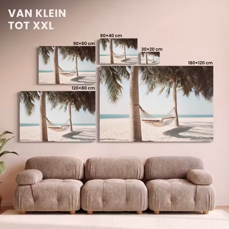 Canvas schilderij - Hangmat - Palmbomen - Strand - Zee — 8