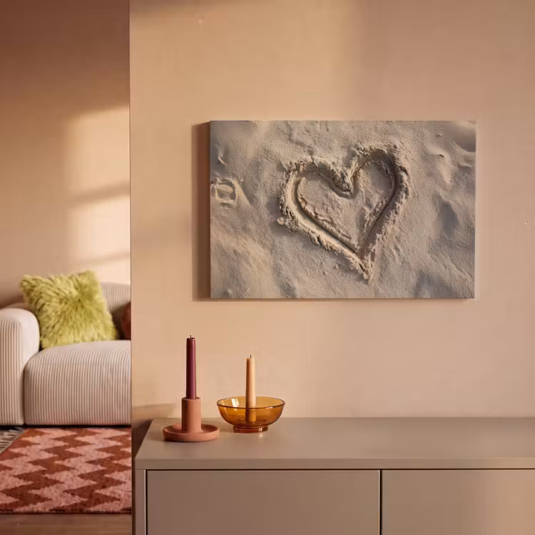 Canvas schilderij - Hartvorm - Getekend - Beige - Zand — 2