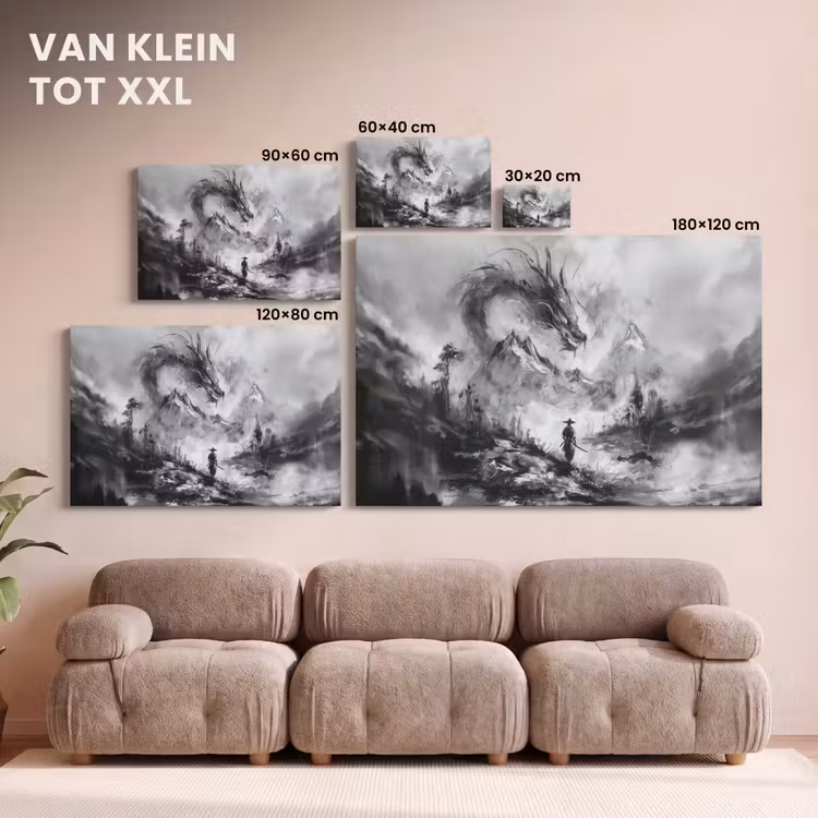 Canvas schilderij - Krijger - Draak - Grijs — 8