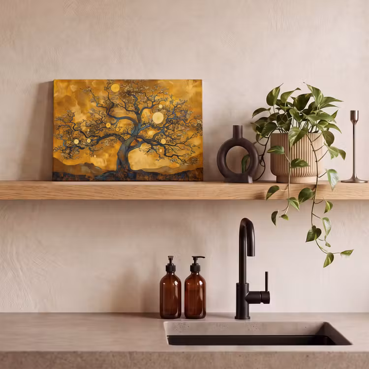 Canvas schilderij - Boom - Levensboom - Abstract - Goud — 4