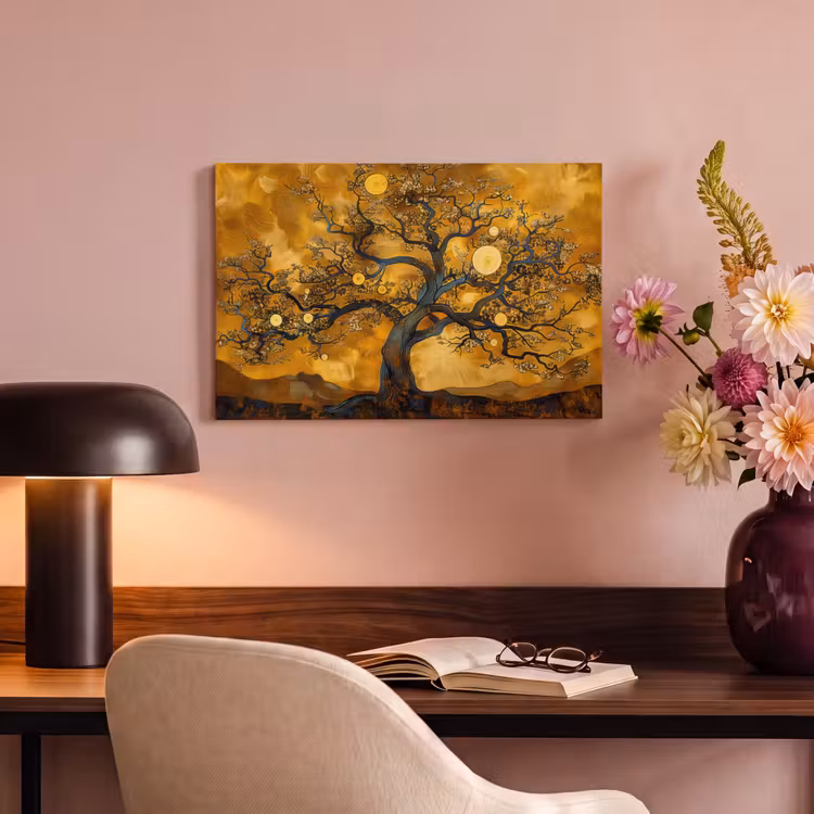 Canvas schilderij - Boom - Levensboom - Abstract - Goud — 6