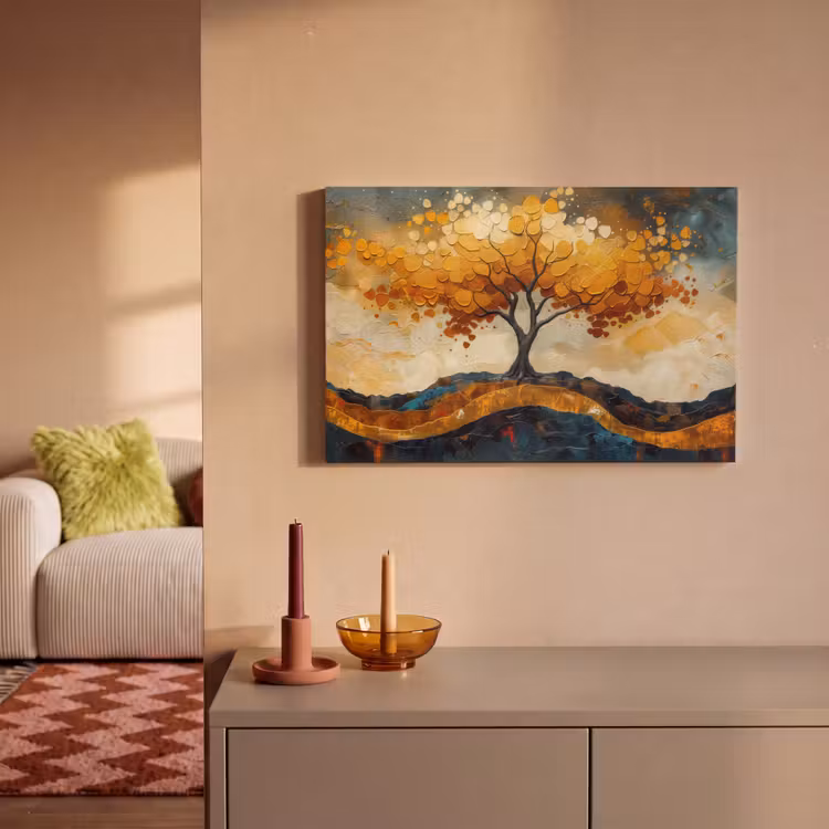 Canvas schilderij - Boom - Natuur - Goud - Modern — 2