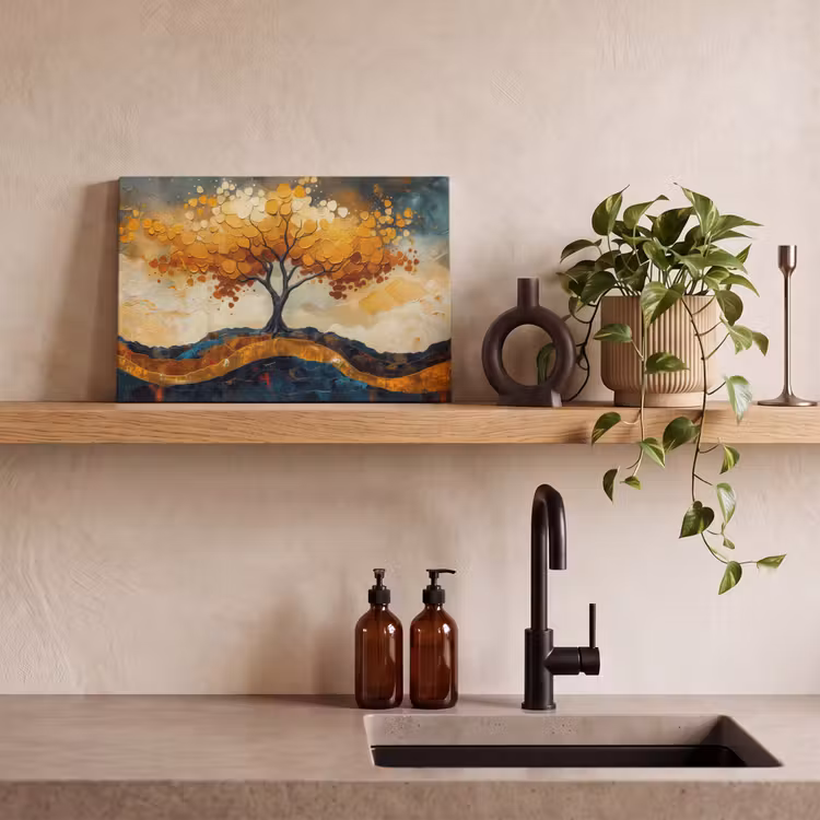 Canvas schilderij - Boom - Natuur - Goud - Modern — 4