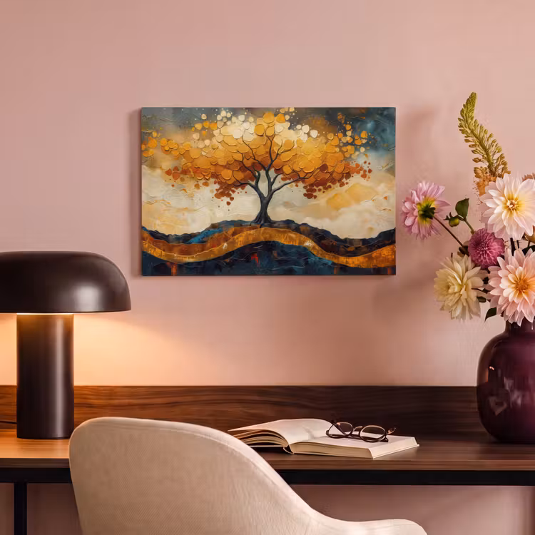 Canvas schilderij - Boom - Natuur - Goud - Modern — 6