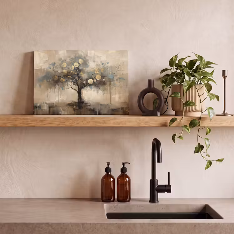 Canvas schilderij - Beige - Abstract - Boom - Goud — 4