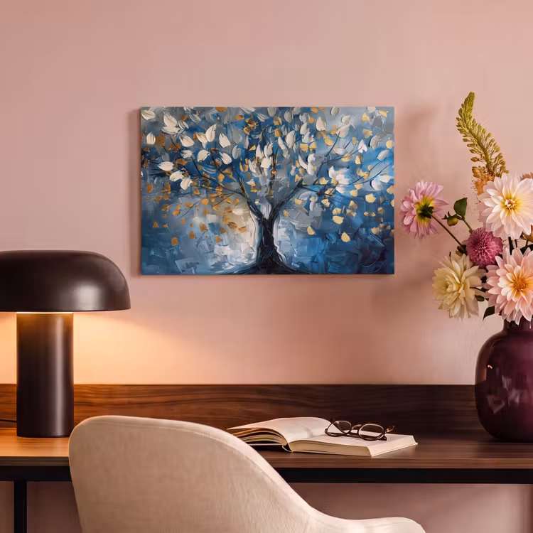 Canvas schilderij - Boom - Blauw - Goud - Abstract — 6
