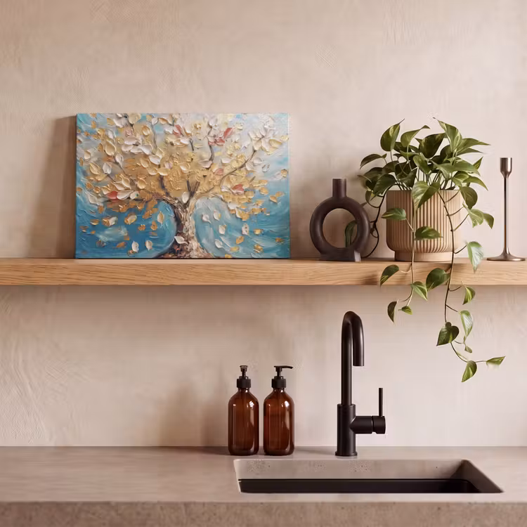 Canvas schilderij - Boom - Blauw - Goud - Abstract - Modern — 4