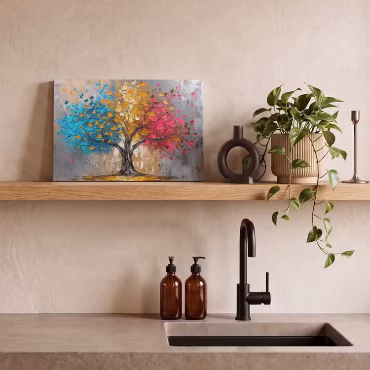 Canvas schilderij - Boom - Kleurrijk - Grijs - Modern — 4