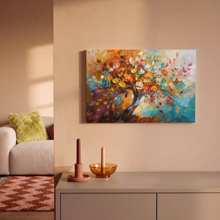 Canvas schilderij - Boom - Abstract - Kleurrijk - Bloemen — 2