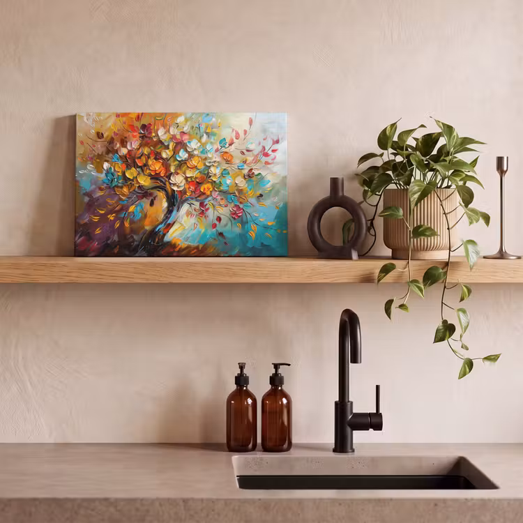 Canvas schilderij - Boom - Abstract - Kleurrijk - Bloemen — 4