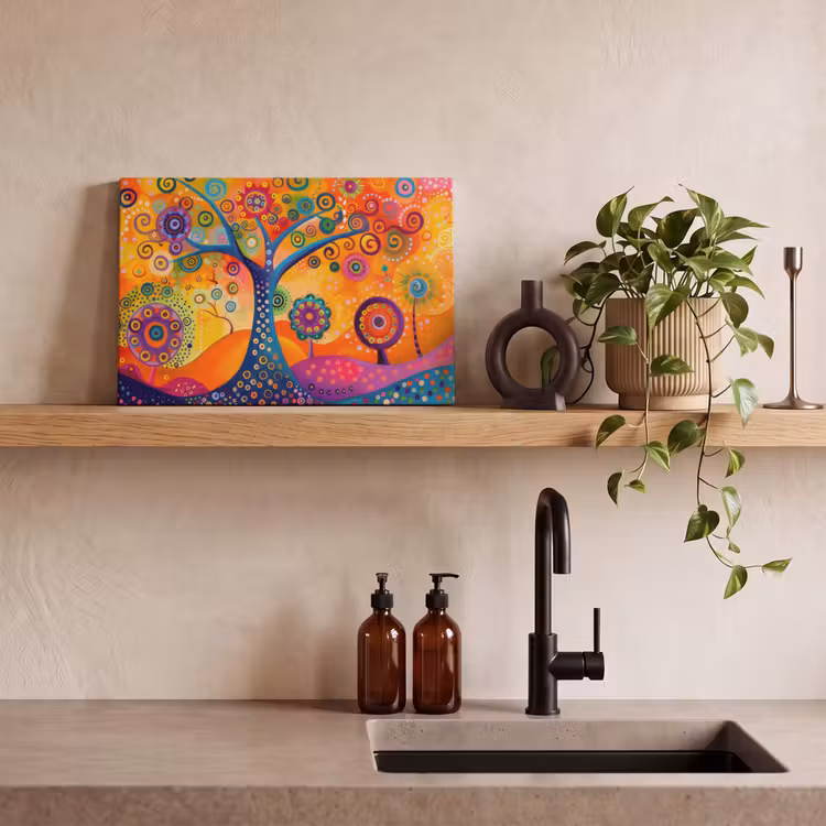 Canvas schilderij - Boom - Levensboom - Abstract - Kleurrijk — 4